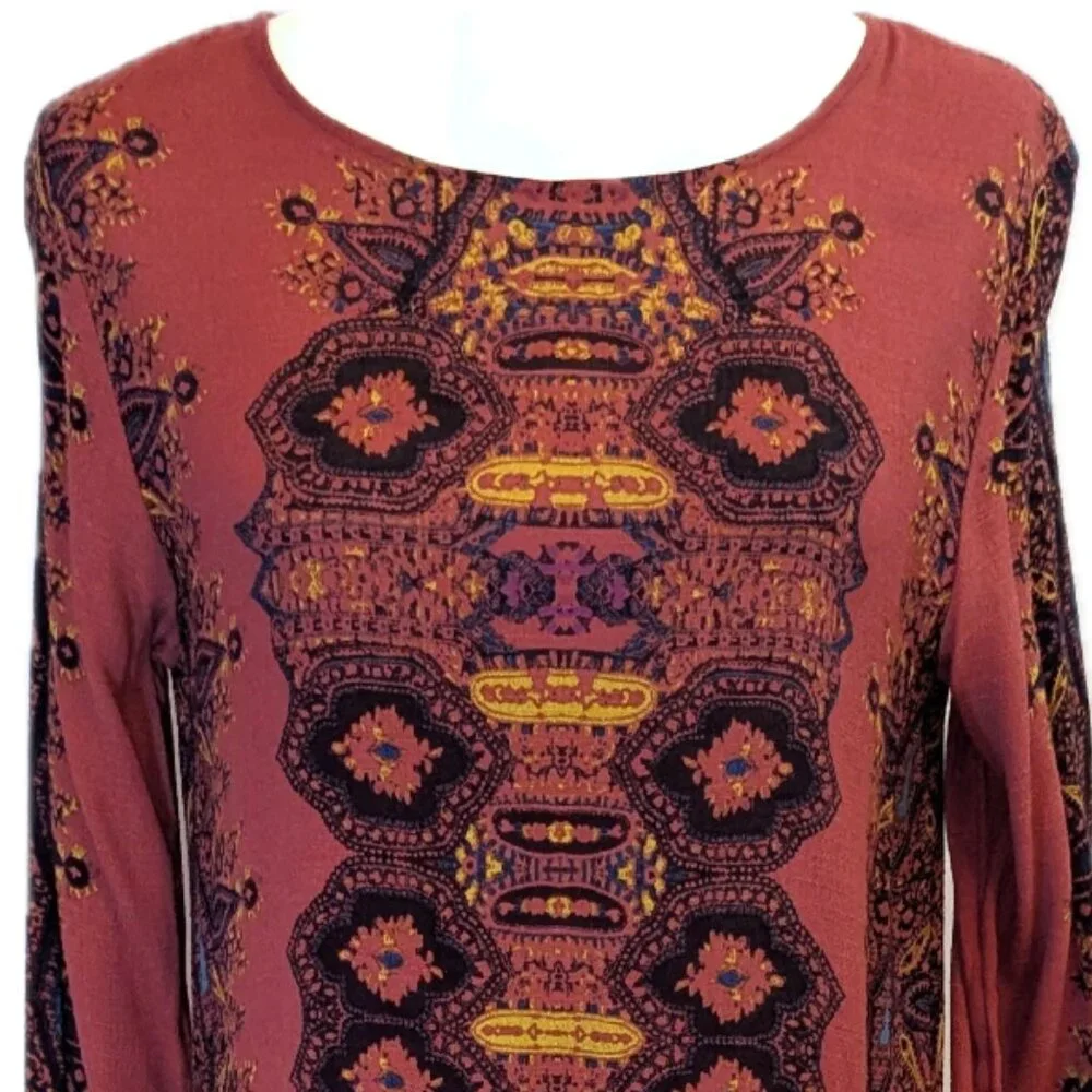 NWT Free People	| Open Back Smooth Talker Mini Tunic Dress Paisley | Size Small
